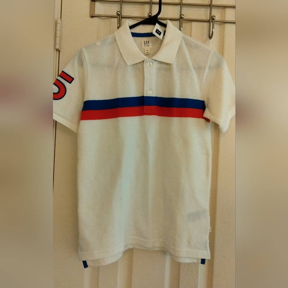 NWT Gap Kids Collard Shirt With Blue And Orange Stripes Design.